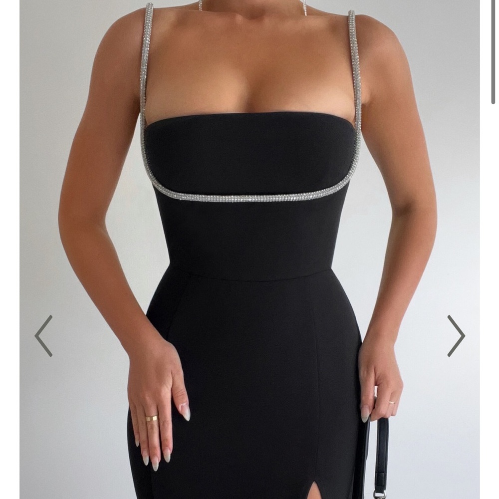 COPY - SHARLEY MIDI DRESS - DIAMANTE DETAIL PENCIL DRESS IN BLACK